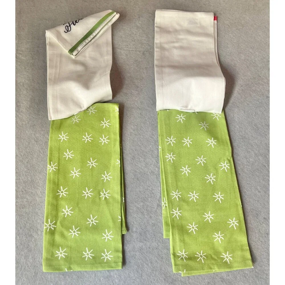 Cypress Set Of 4 Cactus Embroidered Cotton Tea Towels 18x24 & 26x19 Gift NWT